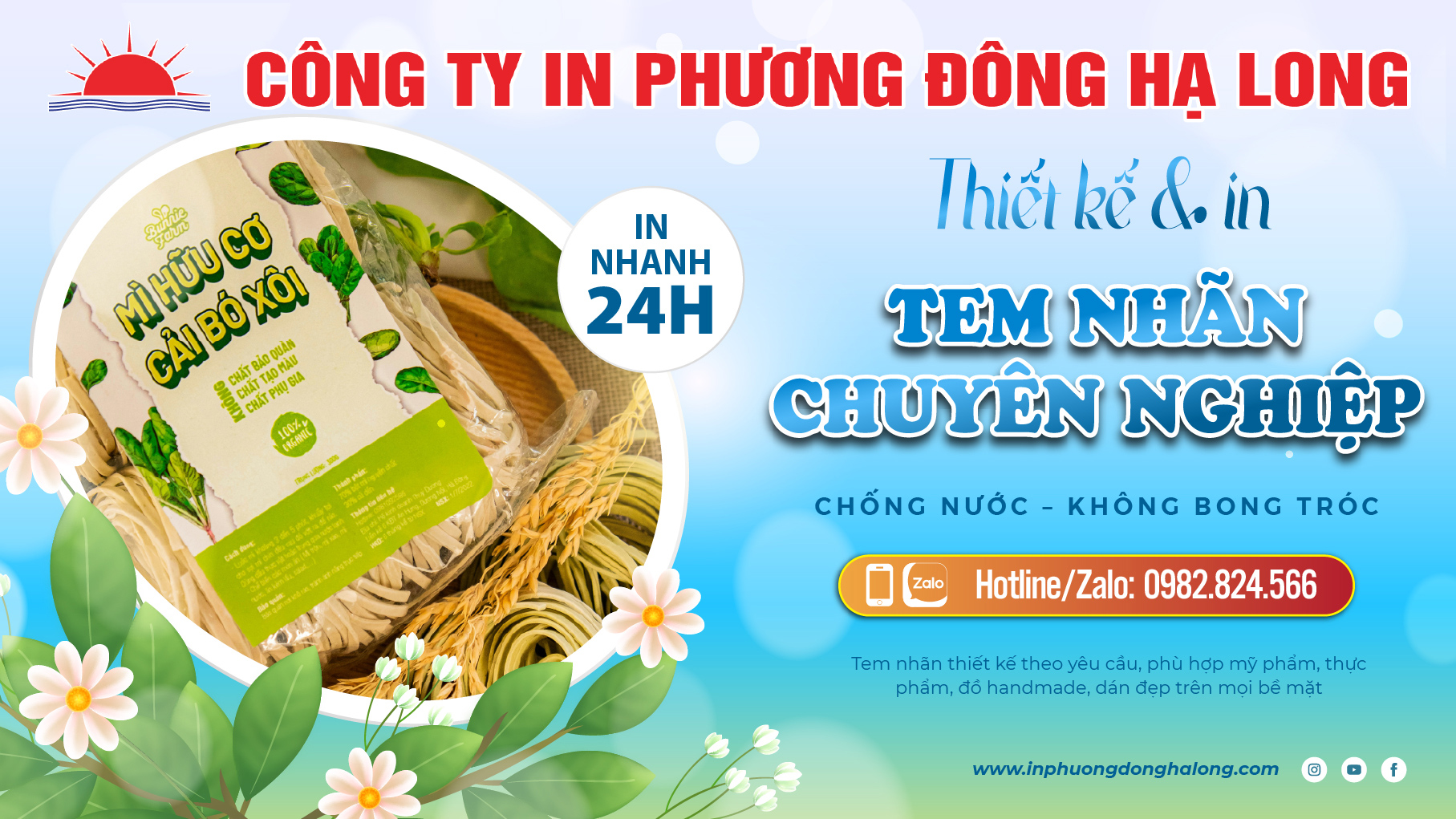 Tem nhãn decal PP chống nước, in sắc nét, phù hợp ngành thực phẩm – Phương Đông Hạ Long