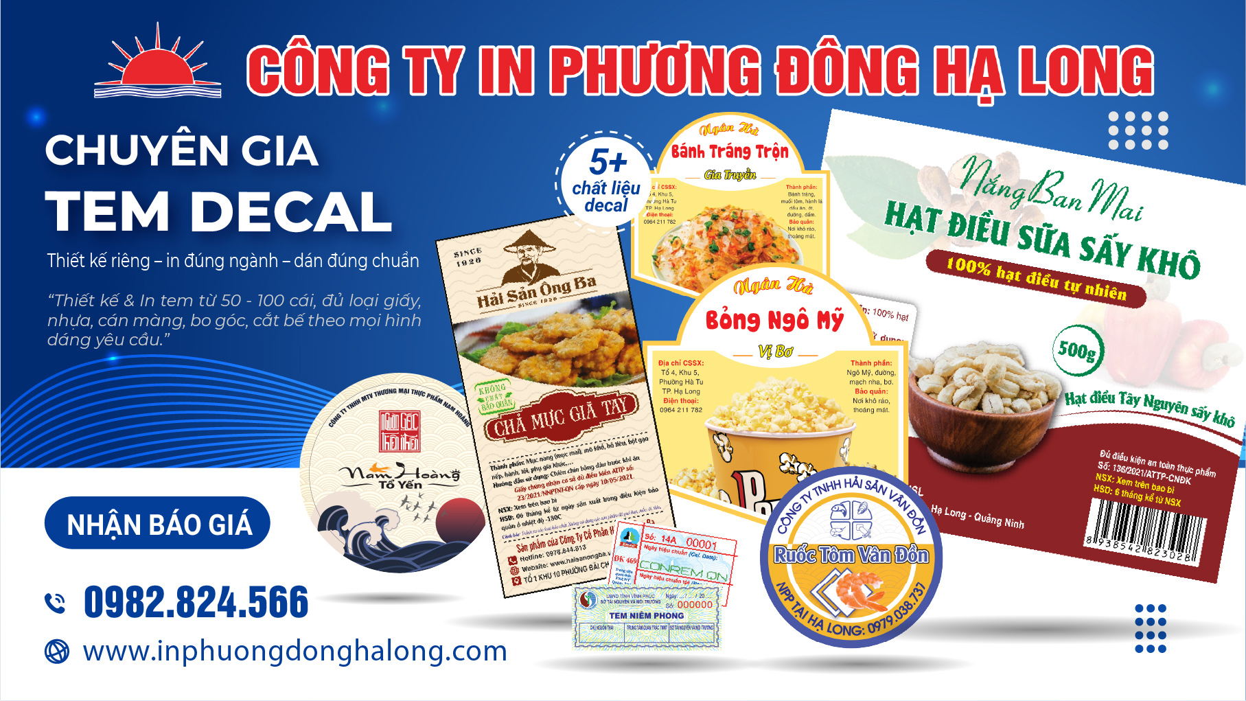 Tem decal các loại được in tại Hạ Long bởi Phương Đông – phù hợp thực phẩm, mỹ phẩm, sản phẩm công nghiệp