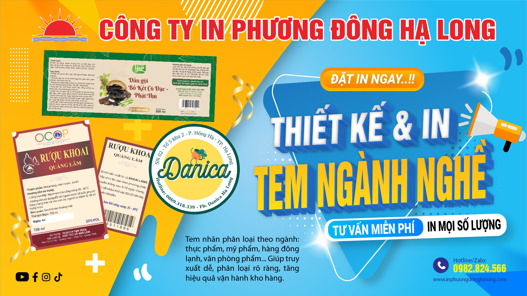 Tem nhãn thực phẩm chống nước,Tem mỹ phẩm ép kim cao cấp,Tem đông lạnh chịu ẩm,Tem văn phòng dễ bóc,Tem nhãn theo ngành nghề Hạ Long