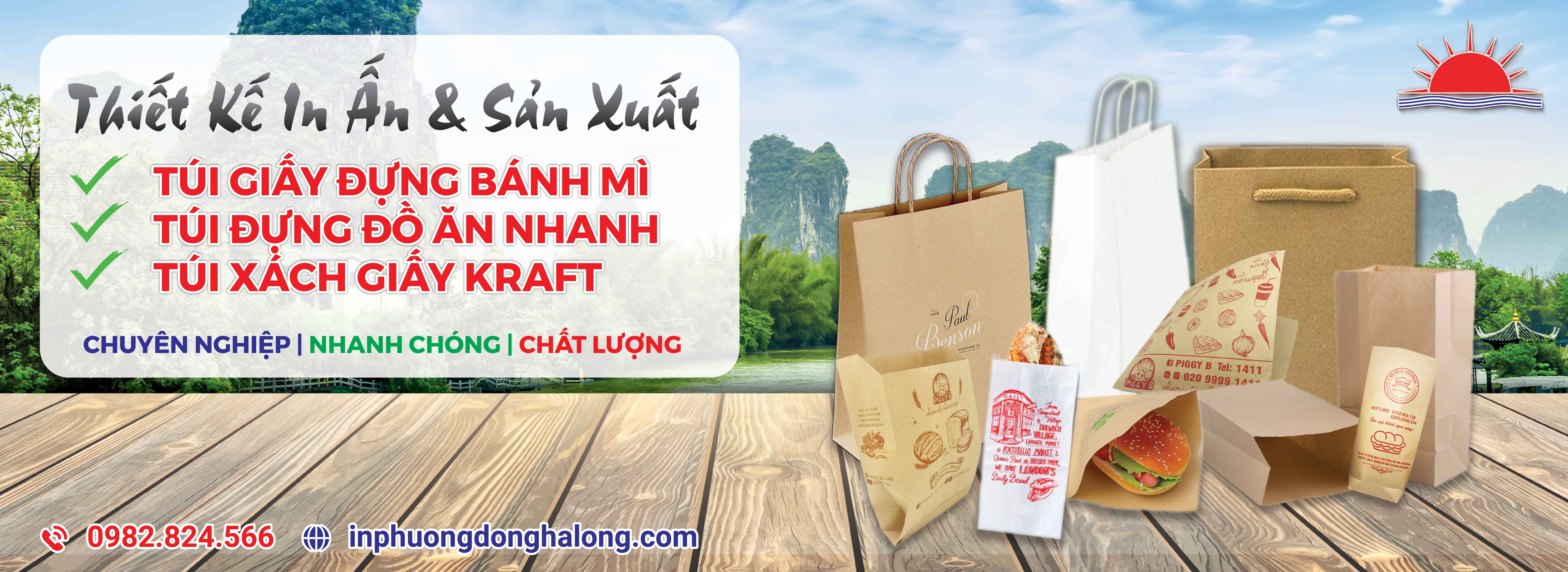 thiết kế in ấn & sản xuất túi giấy kraft đựng bánh mì, túi giấy kraft đựng thực phẩm