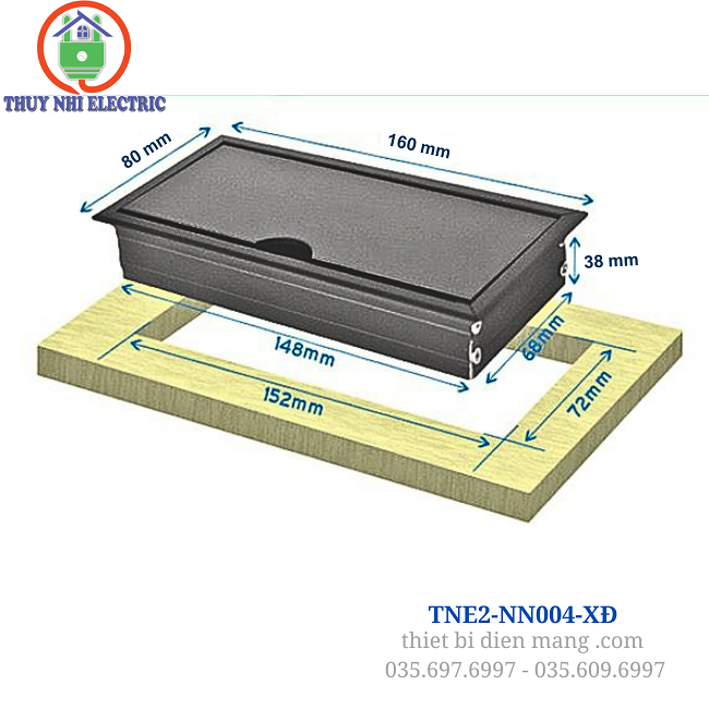 Nắp Âm Bàn Nhựa Đen Xước 3 thiết bị TNE2-NN004-XĐ