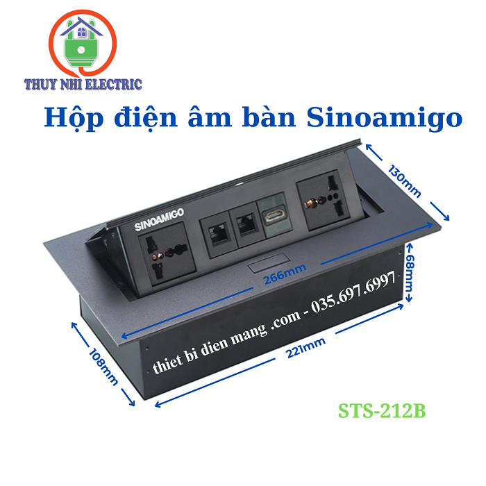 Hộp ổ cắm âm bàn cao cấp STS-212B