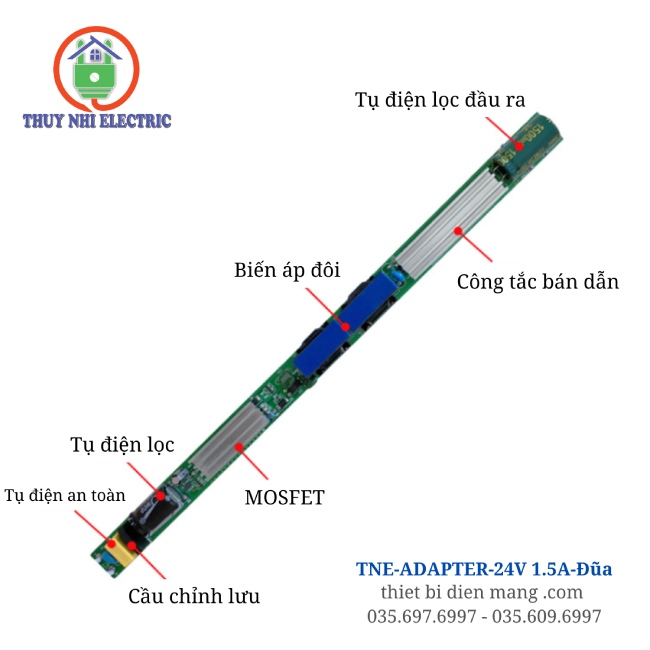 Adaptor Nguồn Đũa 24V DC 1.5A 36W TNE-ADAPTER-24V-1.5A-Đũa