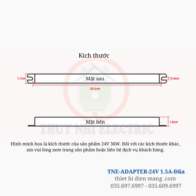 Adaptor Nguồn Đũa 24V DC 1.5A 36W TNE-ADAPTER-24V-1.5A-Đũa