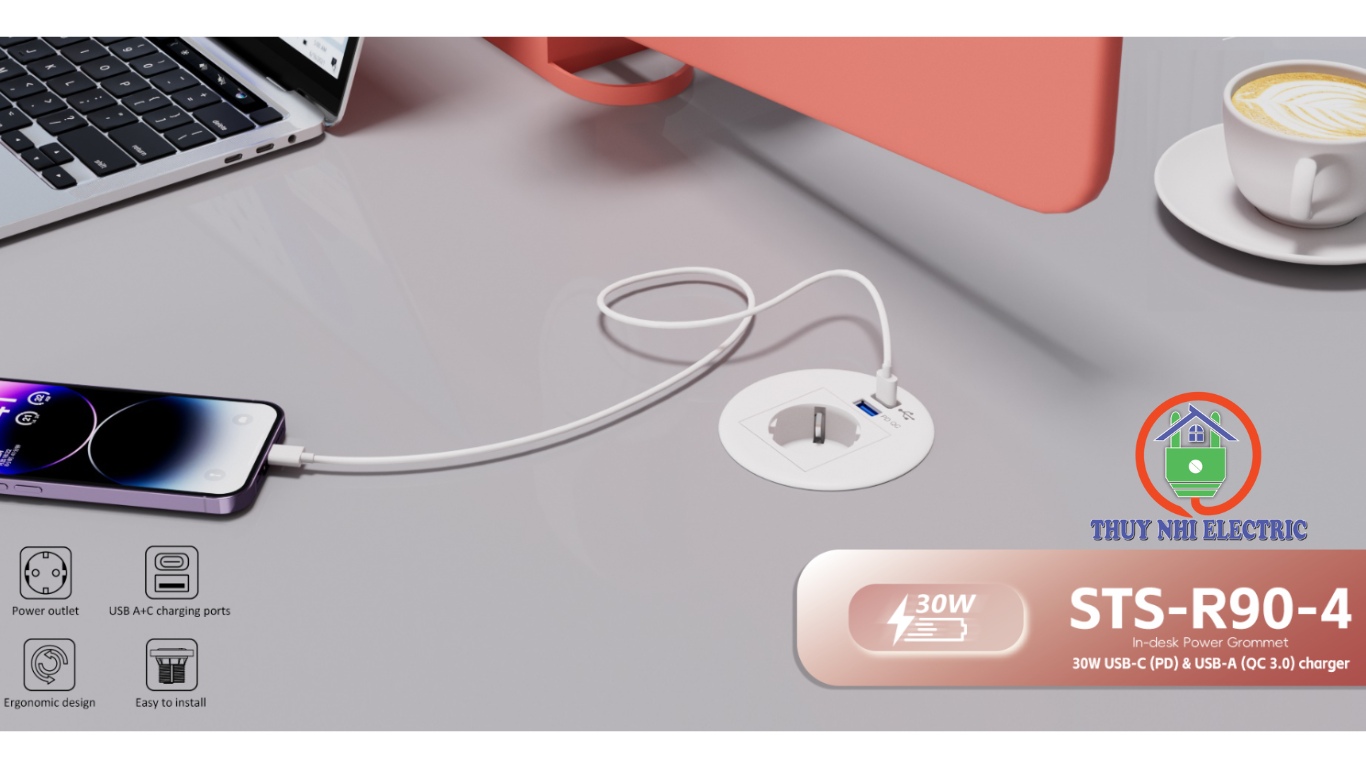 công nghệ sạc nhanh tích hợp trong ổ cắm âm bàn