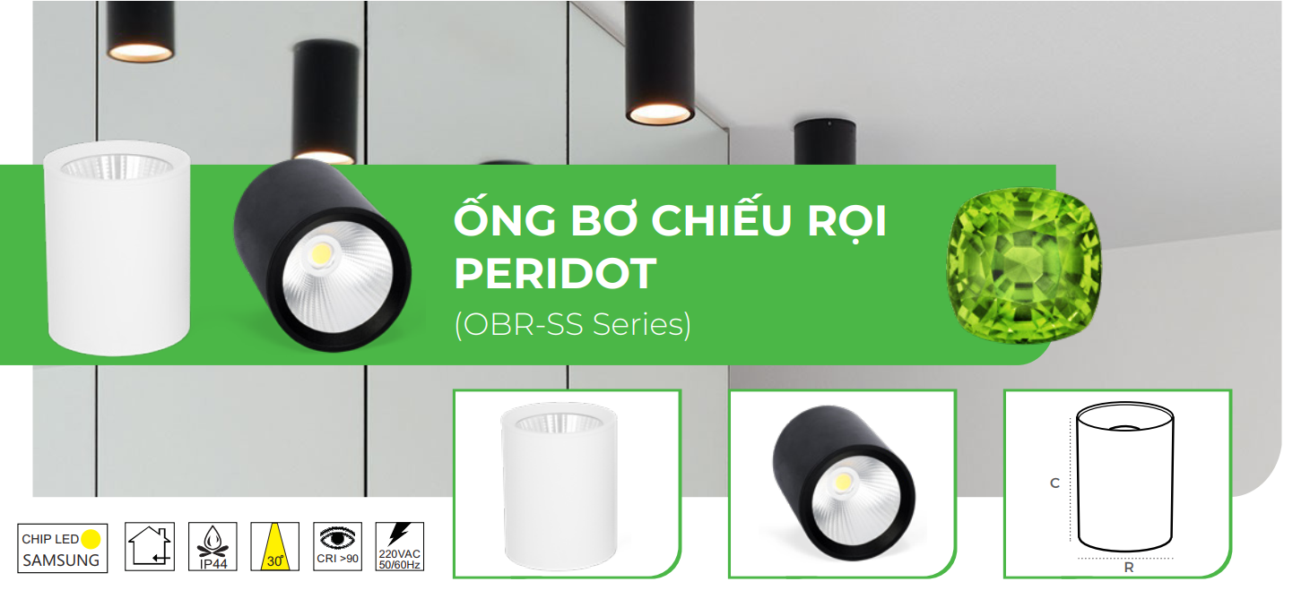 Đèn ống bơ chiếu rọi Peridot Kingled OBR-SS series