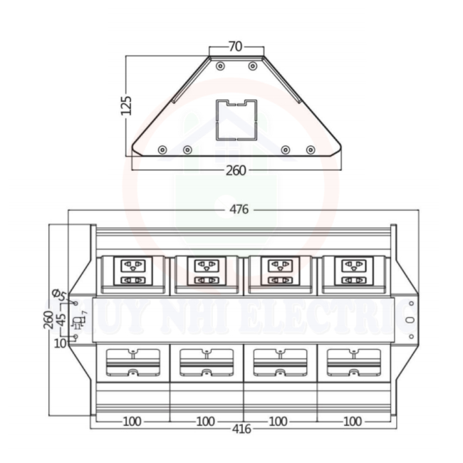 Máng hộp điện âm bàn 2 hướng XRD-1701
