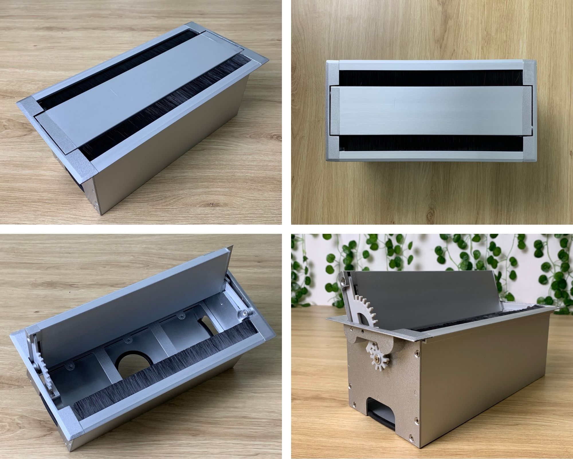 Hộp điện âm bàn nhôm đóng mở hai chiều 300x145