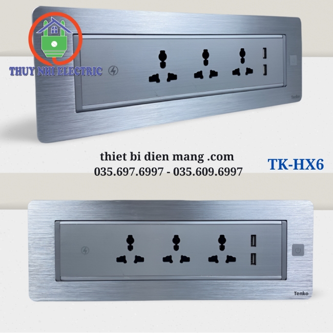 Hộp Ổ Cắm Điện Âm Bàn Tenko Tích Hợp Sạc Không Dây TK-HX6