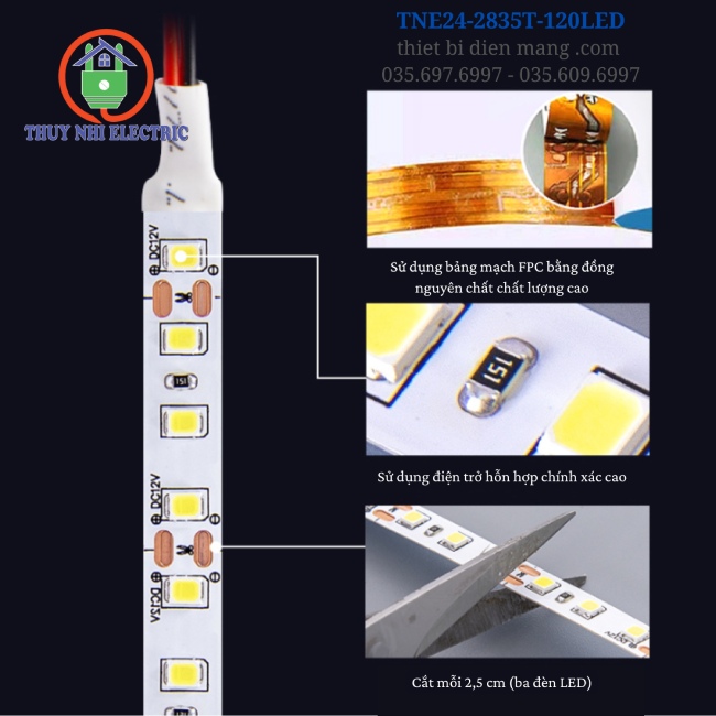 Led Dây 24V Trong Nhà TNE24-2835T-120LED