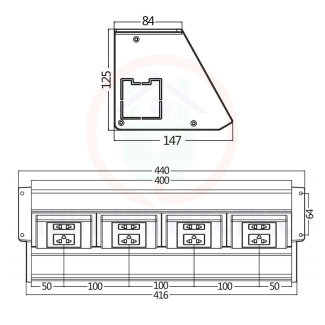 Máng hộp điện âm bàn 1 hướng XRD-1702