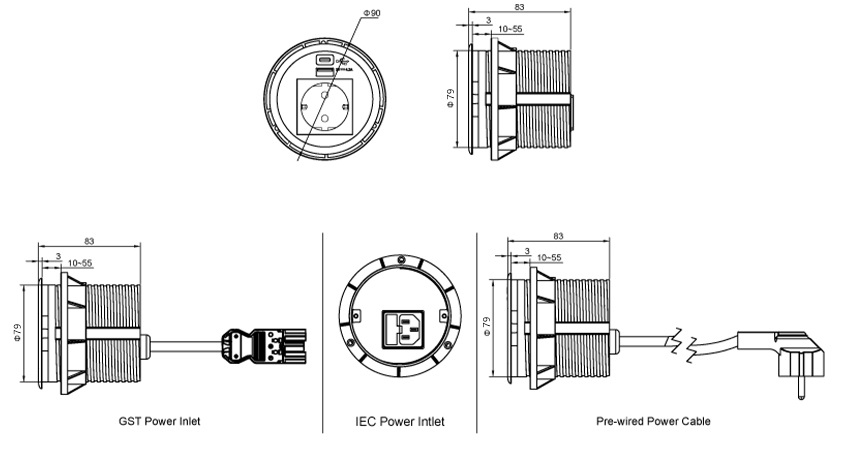 Ổ cắm âm bàn Sinoamigo STS-R90-2B