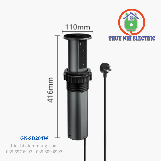 Ổ Cắm Âm Bàn trụ đứng Gongniu GN-SD204W
