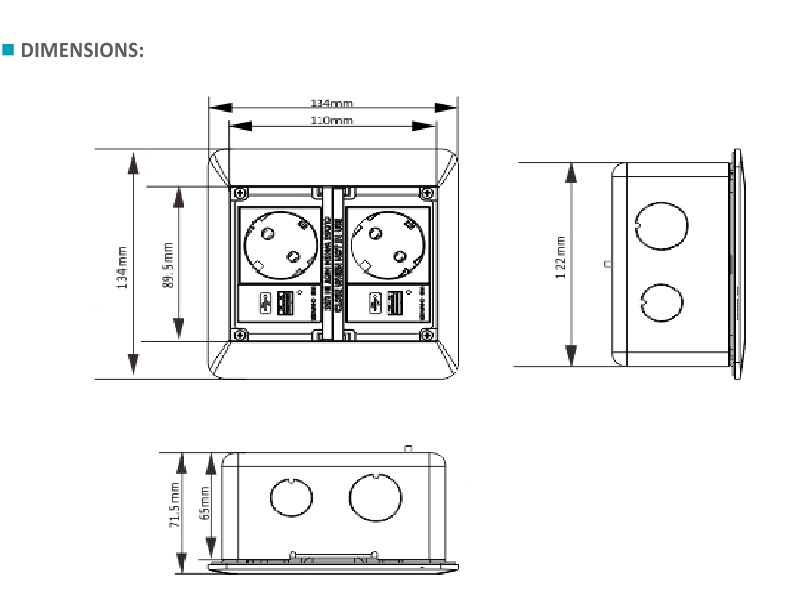 Ổ cắm âm sàn 6 thiết bị Sino Amigo SFP-2L