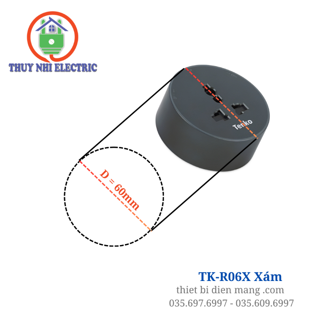 Ổ Cắm Cho Thanh  Ray Điện 3 Chấu Đa Năng Màu Xám TK-R06X