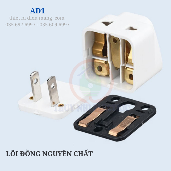 Ổ Cắm Du Lịch Đa Năng AD1 – Chuyển đổi 3 chân sang 2 chân