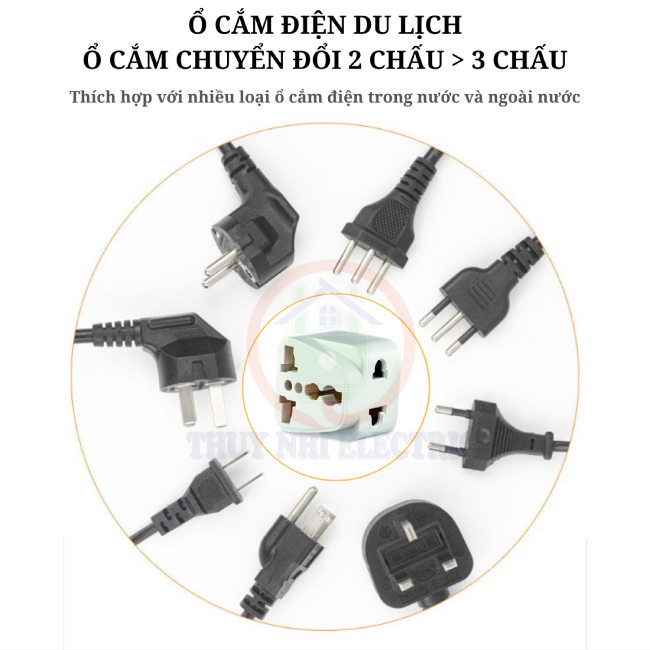 Ổ Cắm Du Lịch Đa Năng AD1 – Chuyển đổi 3 chân sang 2 chân