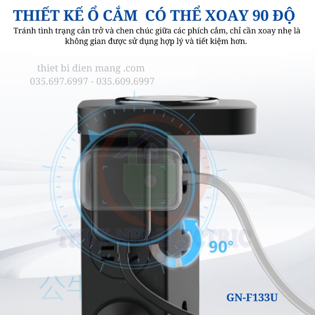 Ổ Cắm USB Goneo GN-F133U - Sắp xếp dây điện gọn gàng