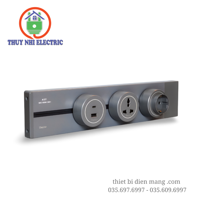 Ổ Cắm Chuẩn Đức Cho Thanh Ray Tenko TK-R29-X Màu Xám