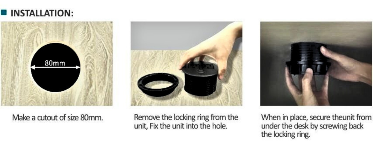 Ổ Cắm Âm Bàn Hình Tròn Tenko TK-HX1