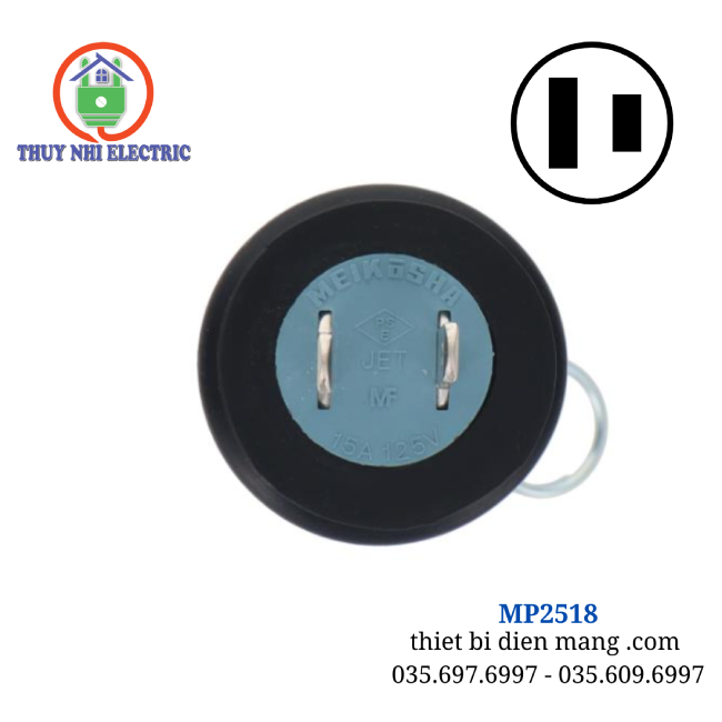 Phích Cắm Cao Su 2 Chân 15A 125V 2P Meikosha MP2518