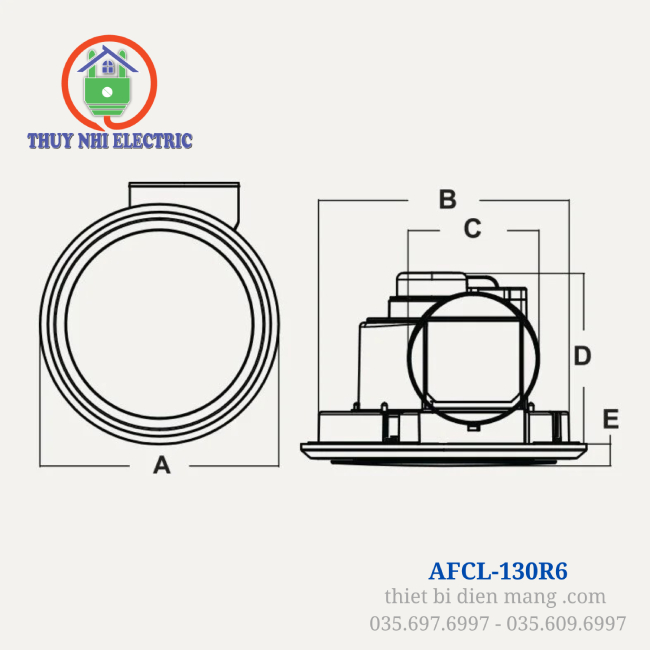 Quạt hút ốp trần mặt tròn tích hợp đèn AFCL-130R6