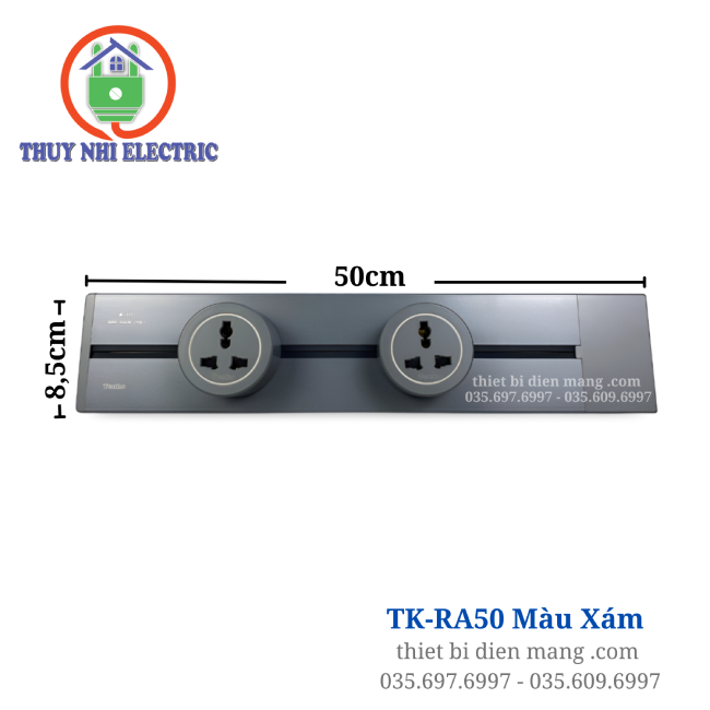 Ổ Điện Thanh Ray Dạng Trượt 50cm Tenko TK-RA50–Màu Xám