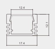 Thanh nhôm tản nhiệt LED 17,4x12,1mm PF-U-1712