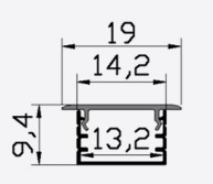 Nhôm kẹp LED lắp âm 19x9,4mm PF-T-1910