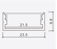 Profile nhôm LED gắn nổi 21,5x9,8mm PF-U-23.5X9.8