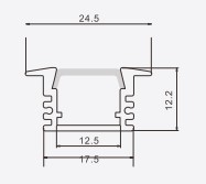 Thanh LED nhôm lắp âm 24,5x12,2x17,5mm