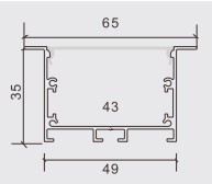 Máng LED nhôm âm trần PF-T-6535 kích thước 65x35mm