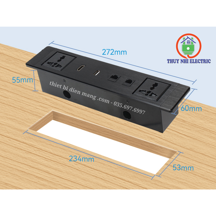 Hộp ổ điện âm bàn Sinoamigo STS-ST60-2F5G