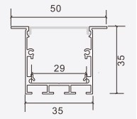 Thanh nhôm LED chống nước lắp âm 50x35mm PF-T-5035