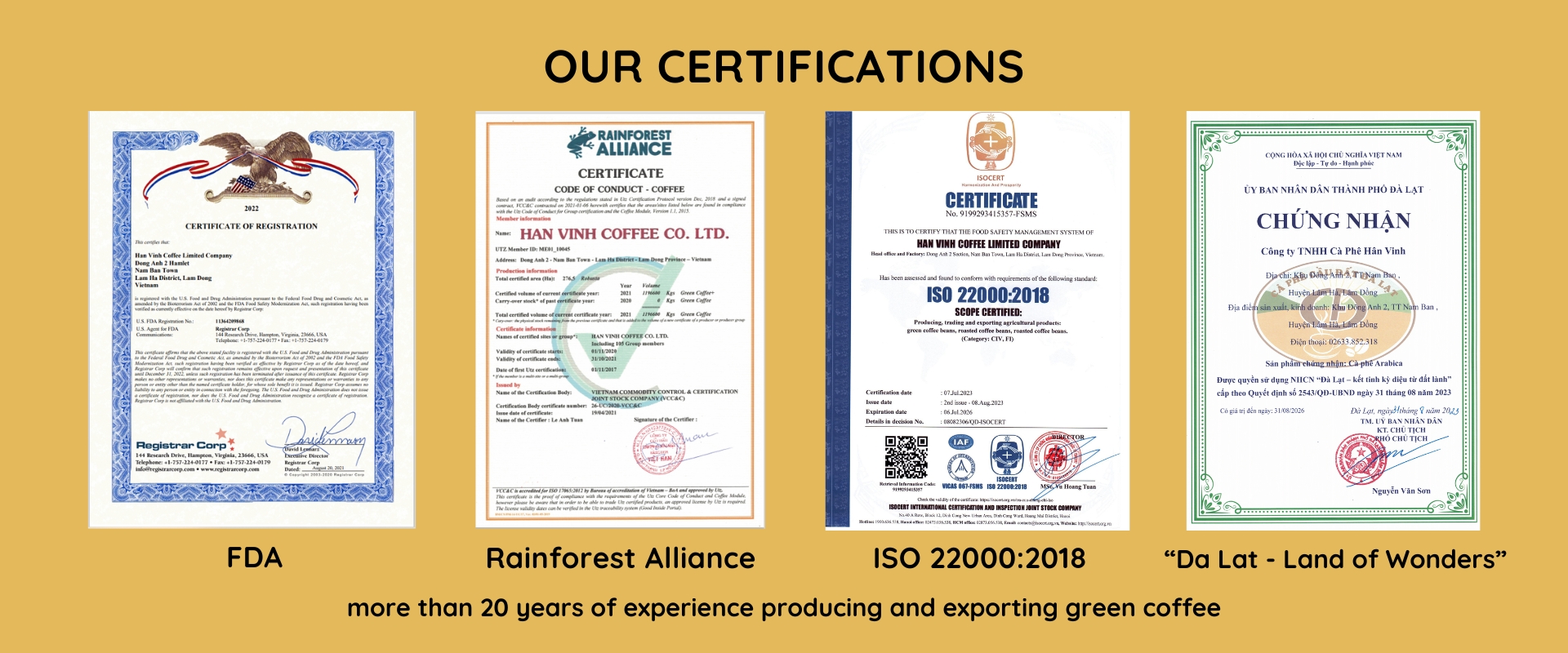 OUR CERTIFICATIONS