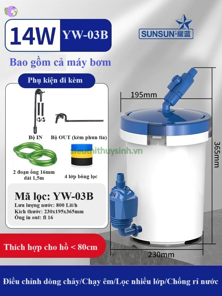 Máy Lọc Phụ Có Bơm Sunsun YW - 2