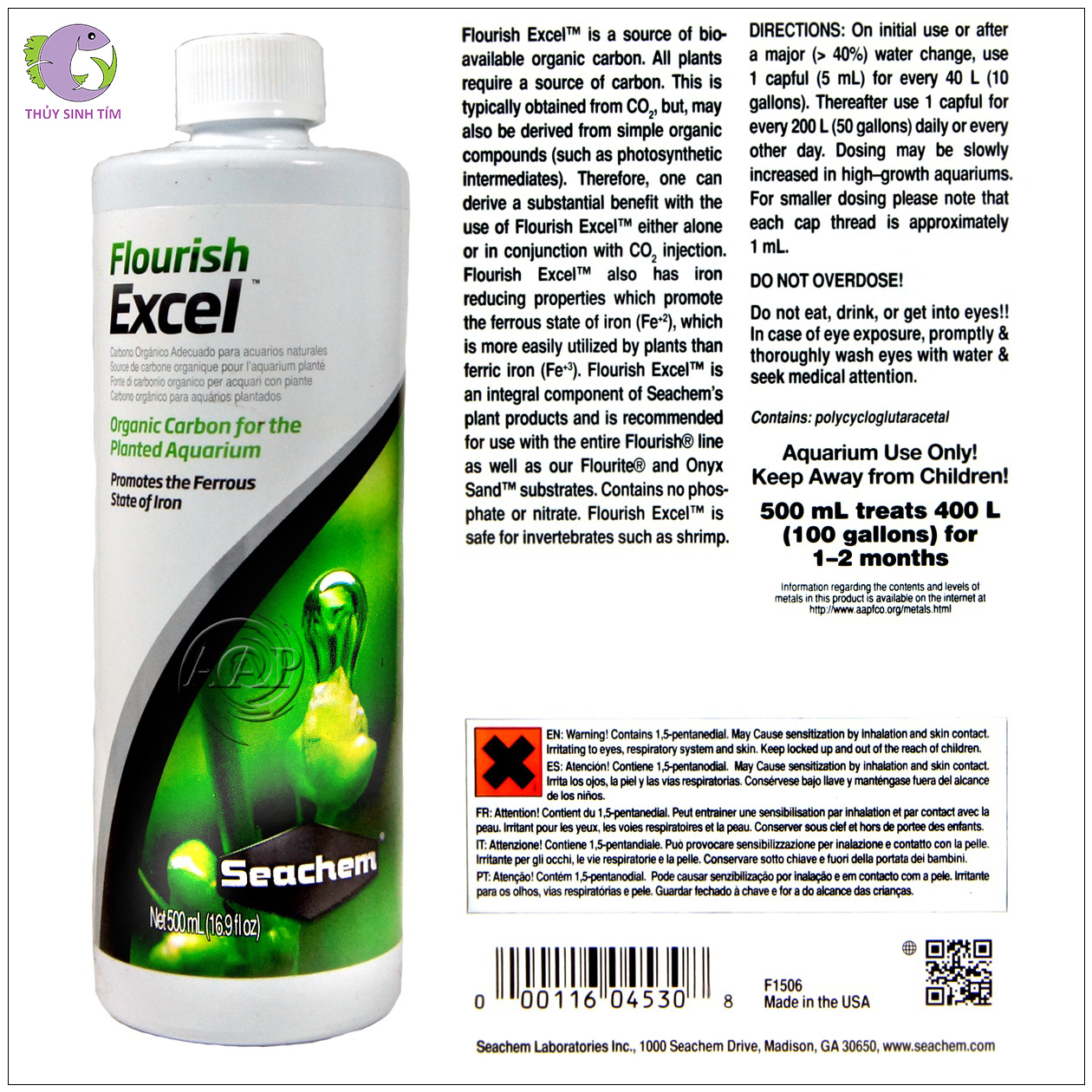 phân nước bổ sung co2 seachem flourish excel 250ml - 2