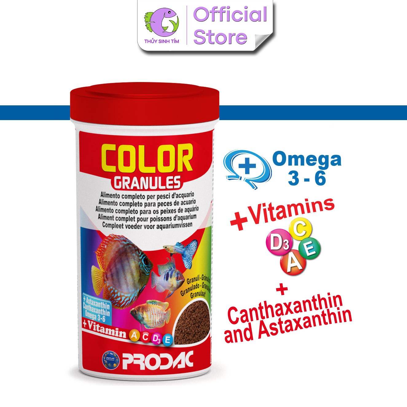 Thức Ăn Hạt Chìm Tăng Màu Cho Cá COLOR GRANULES - PRODAC - 1