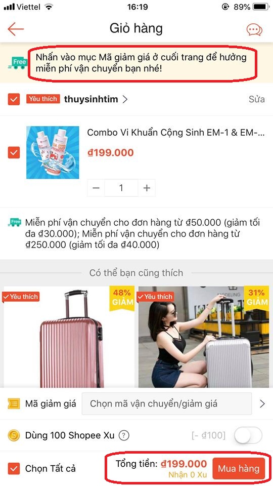 mua hàng miễn phí vận chuyển trên shopee