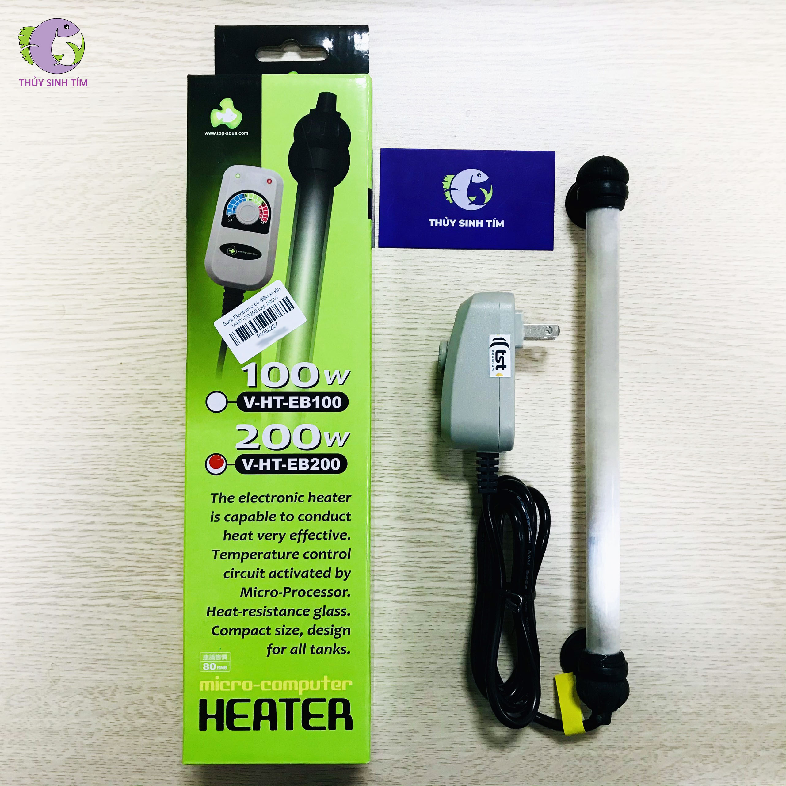 sưởi bể cá cao cấp top-aqua v-ht-eb200 200w - 1