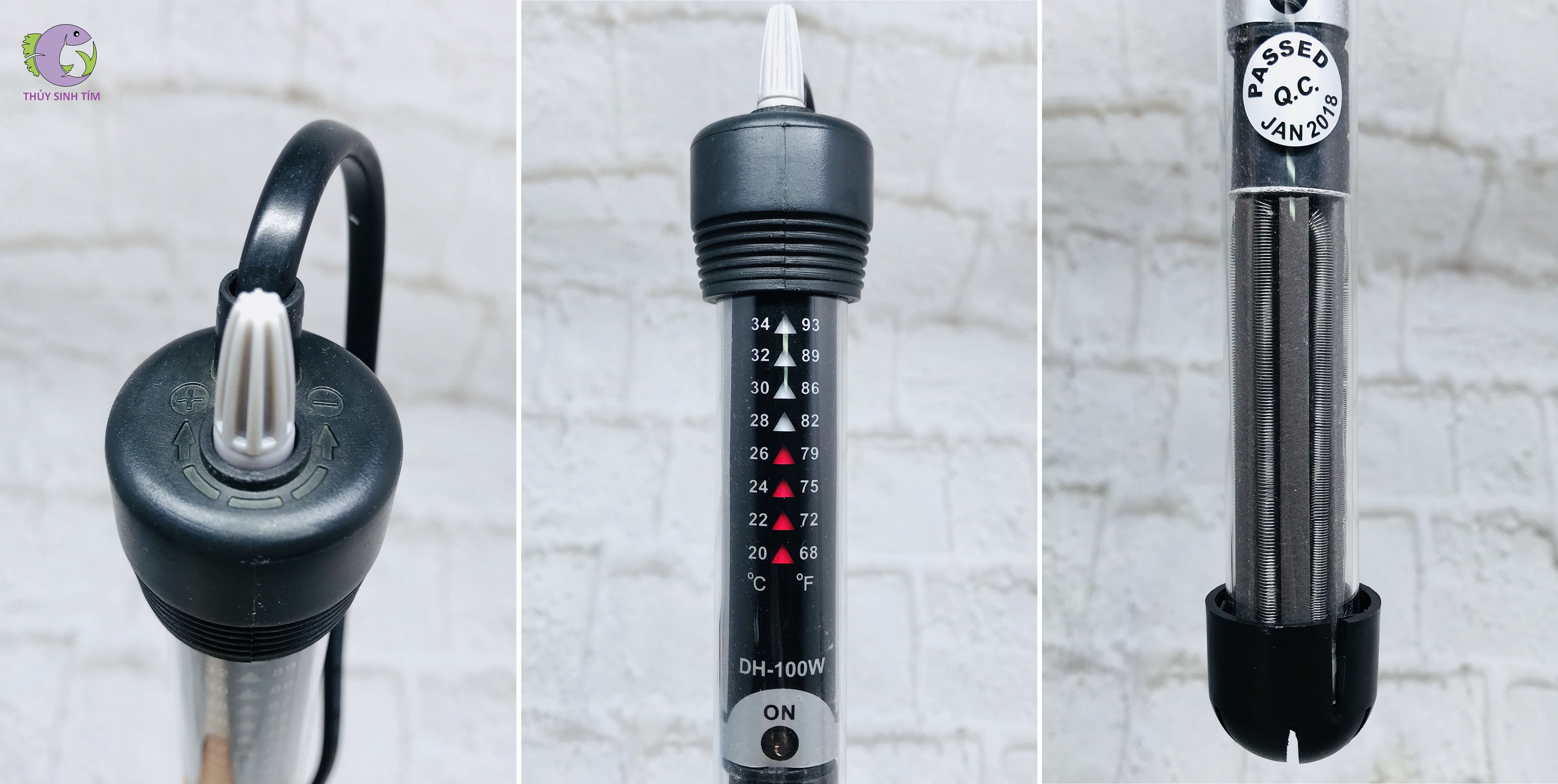 sưởi bể cá thủy tinh atman dh 100w - 2