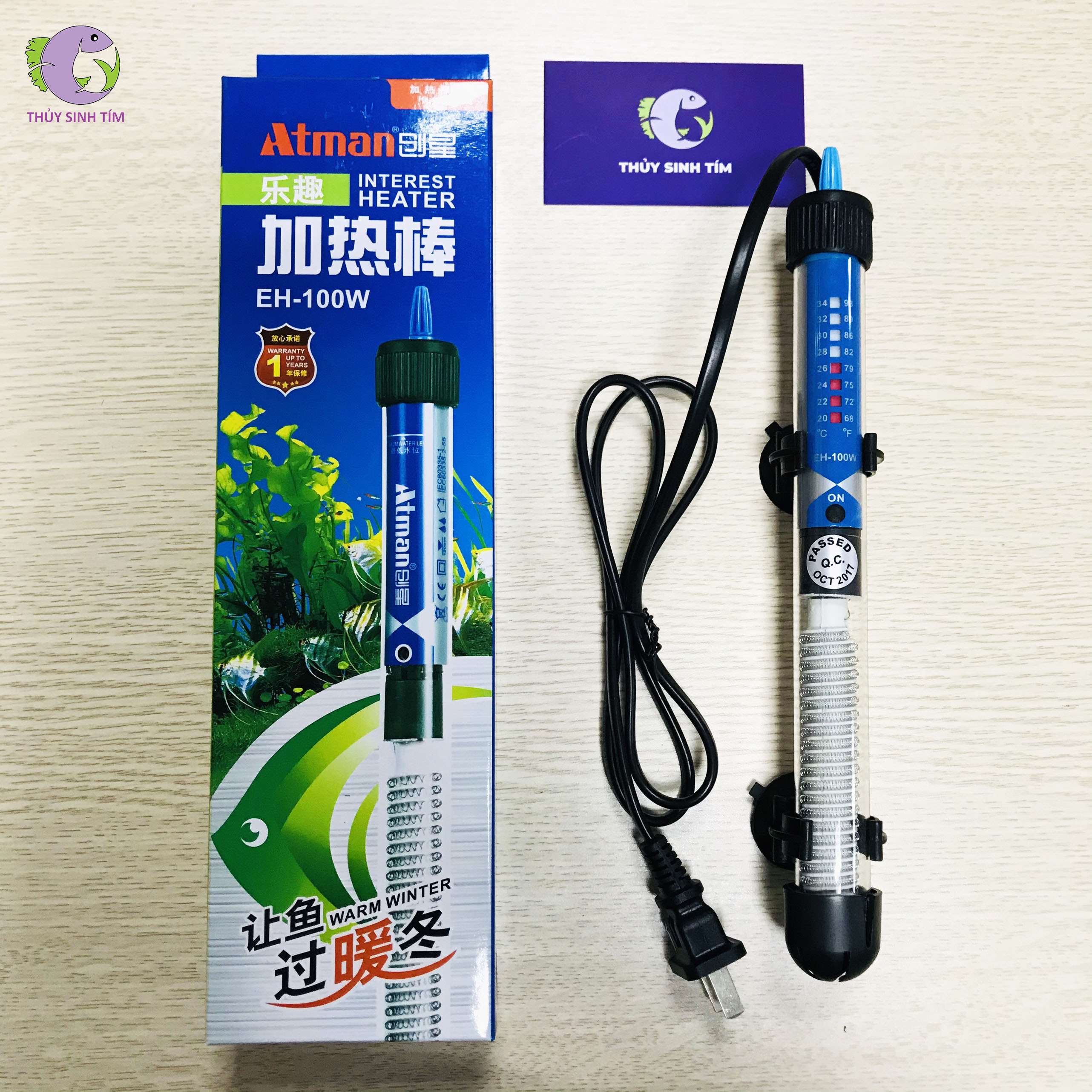 sưởi bể cá thủy tinh atman eh-100W - 1