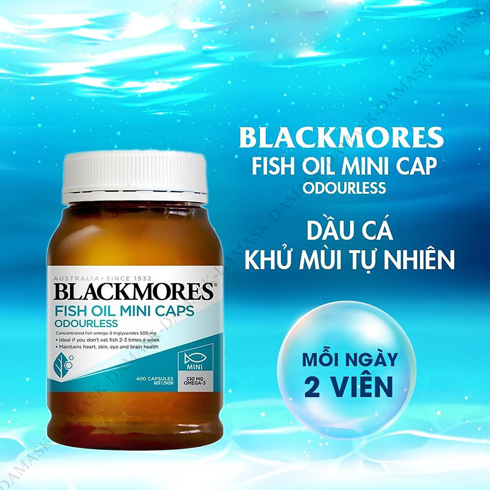 Viên Uống Dầu Cá Không Mùi Blackmores Odourless Fish Oil Mini Caps Úc hỗ trợ mắt và tim mạch