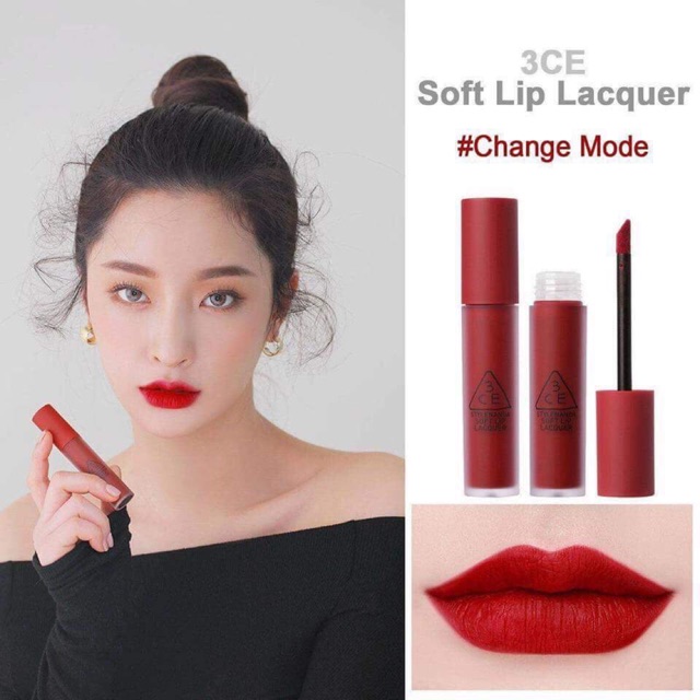 Son 3CE Kem Soft Lip Lacquer Màu Change Mode - Đỏ Lạnh