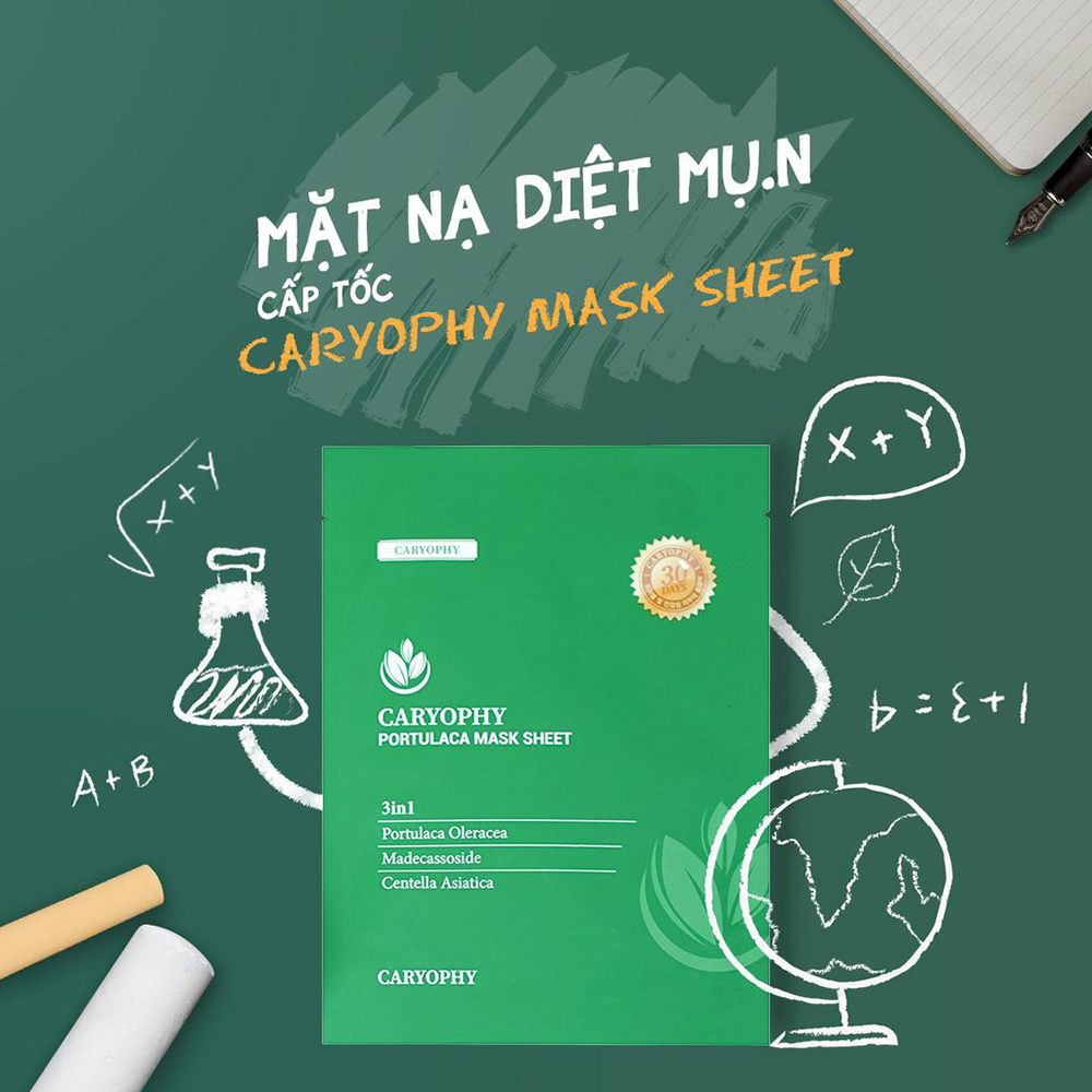 Mặt Nạ Trị Mụn Hàn Quốc Caryophy Portulaca Mask Sheet 3 in 1