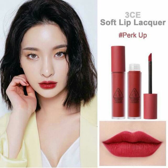 Son 3CE Kem Soft Lip Lacquer Màu Perk Up - Đỏ hồng trầm