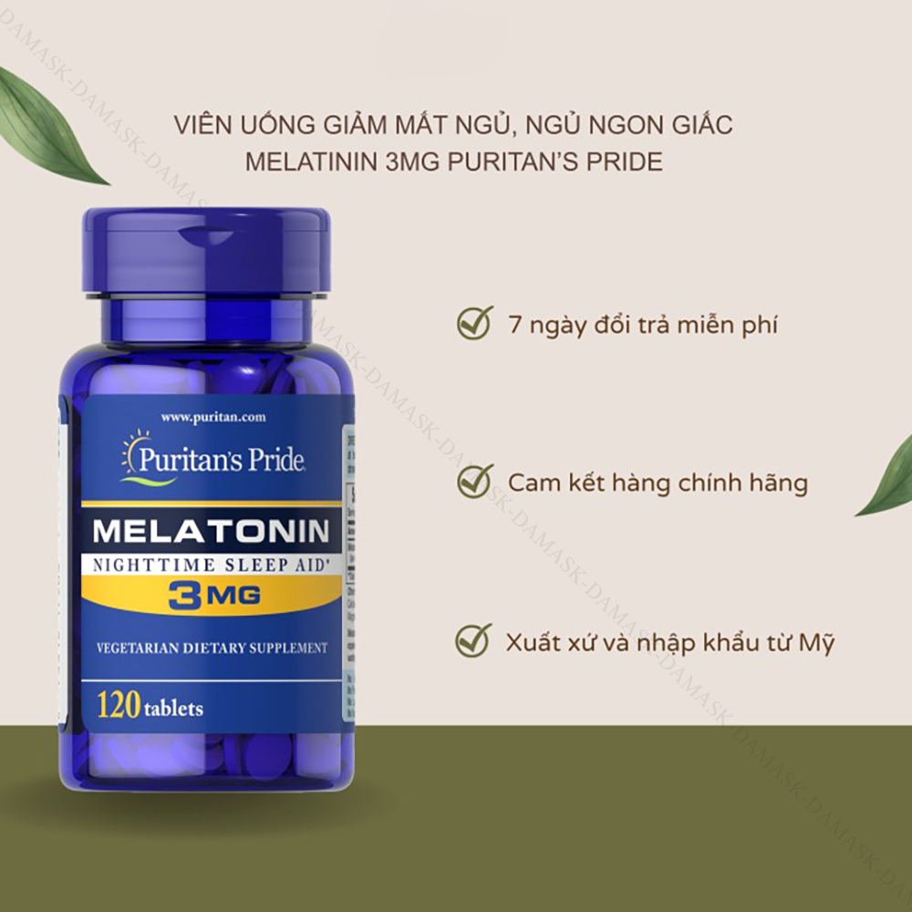 Viên uống cải thiện giấc ngủ Melatonin 3mg Puritan’s Pride