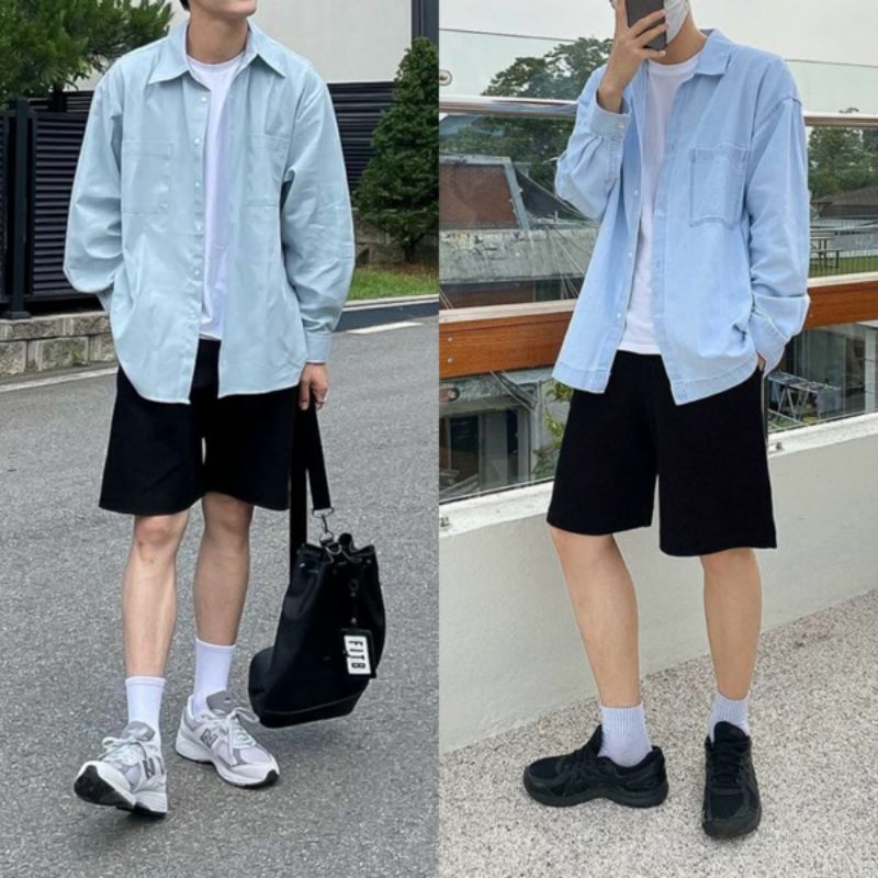 Thêm lãng tử với quần short nam và áo sơ mi khoác ngoài