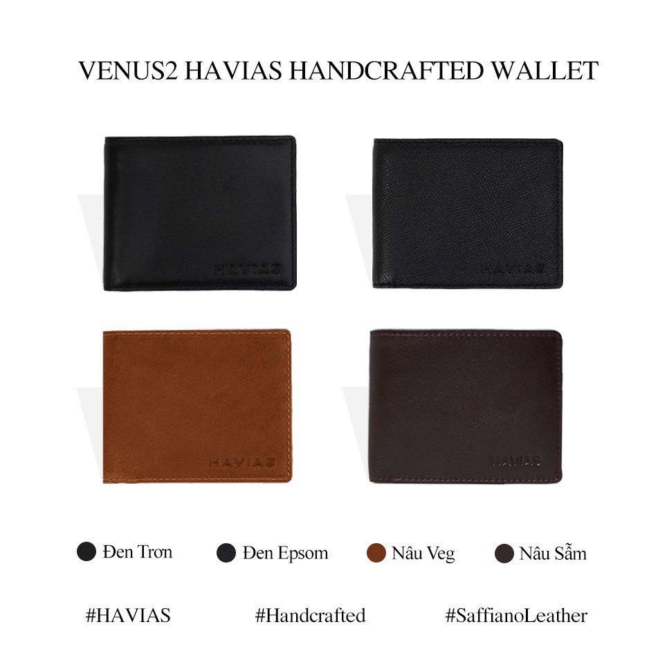 Bóp ví da thật nam nữ HAVIAS Ví ngắn Venus2 Handcrafted Wallet