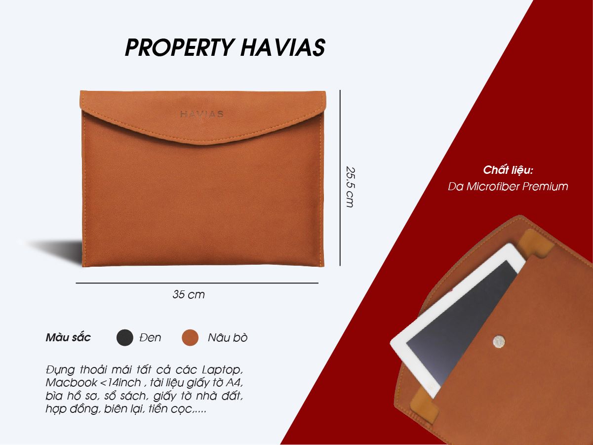 Bao da Tài liệu Laptop Property HAVIAS